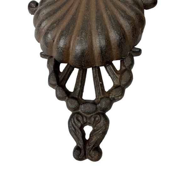 Vintage Set Of 2 Heavy Large Cast Iron Door Knocker Wall Mount Scallop Shell - Picture 3 of 7